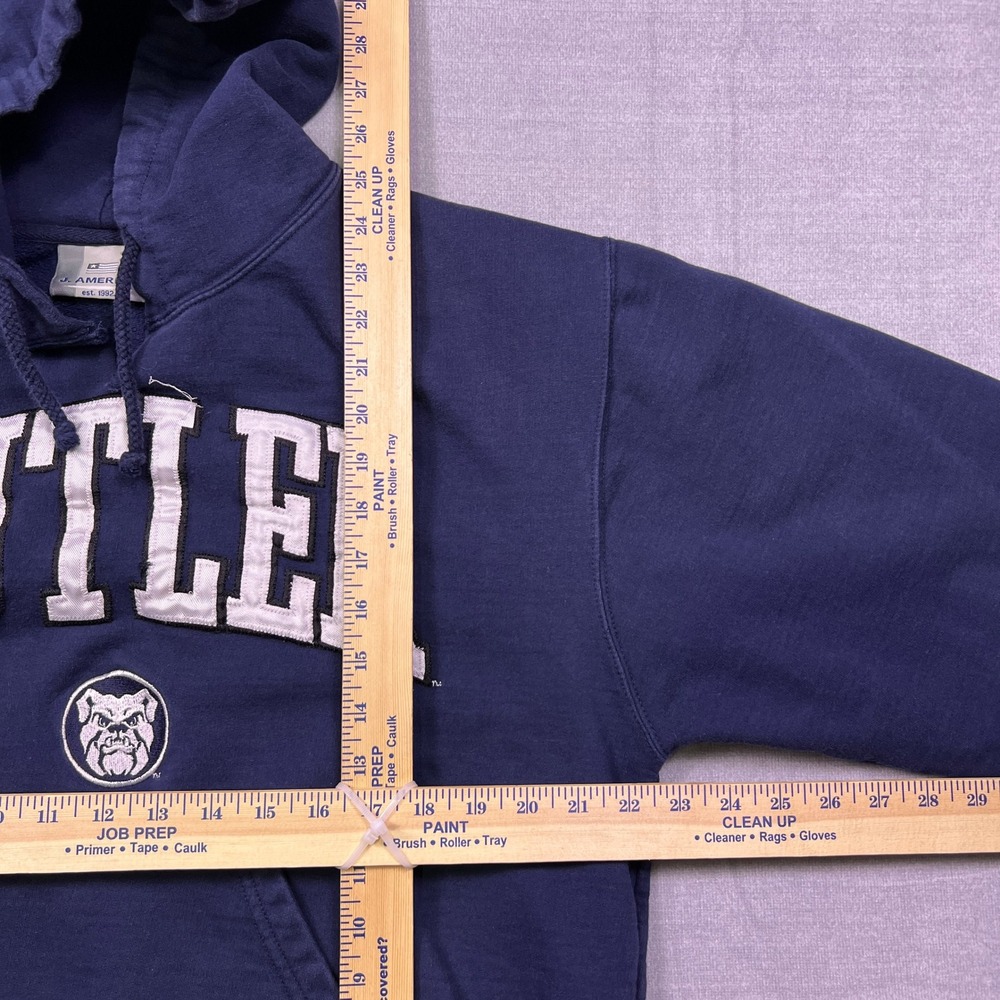 J America Butler Bulldogs Mens Large Navy Blue Hooded Sweatshirt Hoodie‎ - Picture 4 of 9